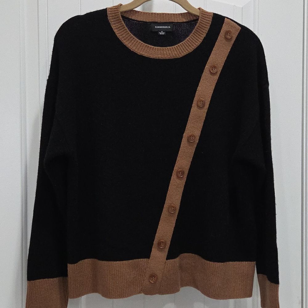 Summersalt The Luxe Cashmere Blend Button Crewneck Medium| - Picture 3 of 8